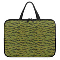 Green Tiger Stripe Camo Pattern Print Laptop Sleeve With Handle