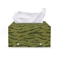Green Tiger Stripe Camo Pattern Print Leather Tissue Box Cover