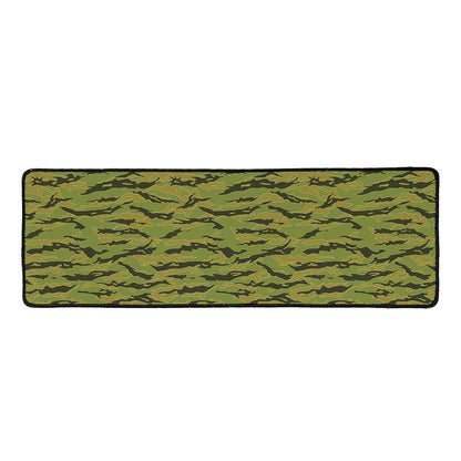 Green Tiger Stripe Camo Pattern Print Long Kitchen Mat