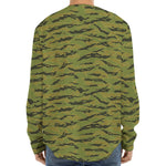 Green Tiger Stripe Camo Pattern Print Long Sleeve Baseball Jersey