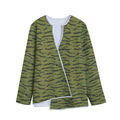 Green Tiger Stripe Camo Pattern Print Long Sleeve Short Coat