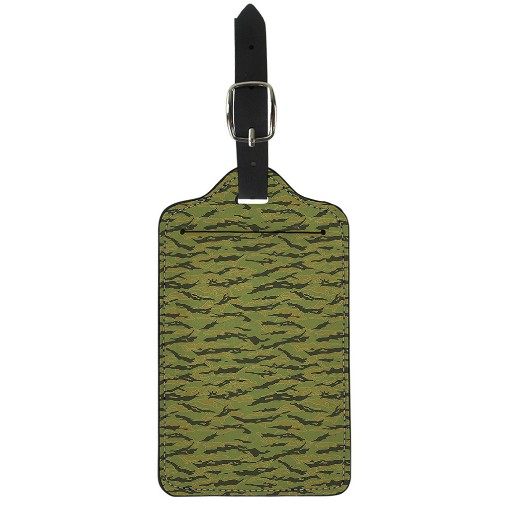 Green Tiger Stripe Camo Pattern Print Luggage Tag