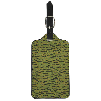 Green Tiger Stripe Camo Pattern Print Luggage Tag