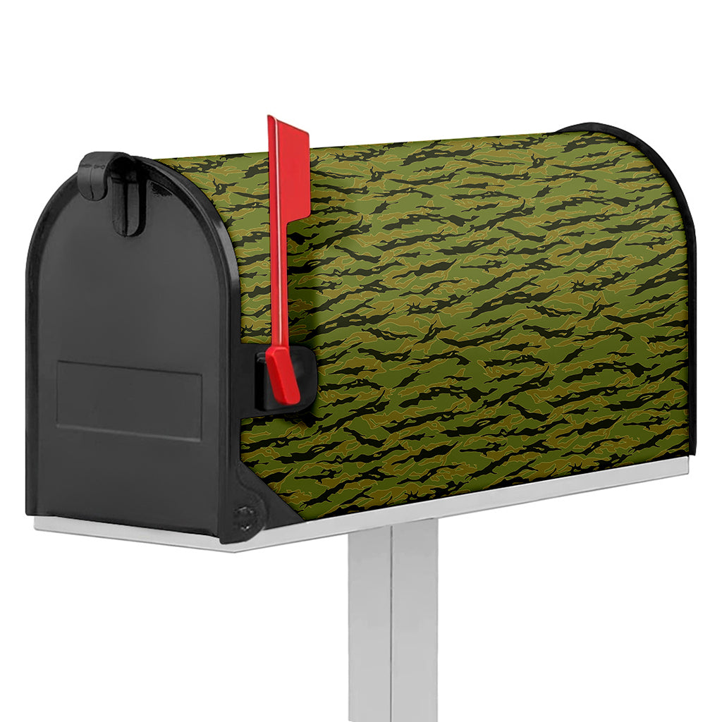Green Tiger Stripe Camo Pattern Print Mailbox Cover