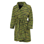Green Tiger Stripe Camo Pattern Print Men's Bathrobe