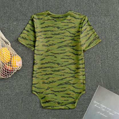 Green Tiger Stripe Camo Pattern Print Men's Bodysuit