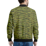 Green Tiger Stripe Camo Pattern Print Men's Bomber Jacket