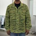 Green Tiger Stripe Camo Pattern Print Men's Shirt Jacket