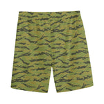 Green Tiger Stripe Camo Pattern Print Men's Sports Shorts