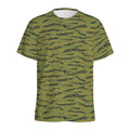 Green Tiger Stripe Camo Pattern Print Men's Athletic T-Shirt