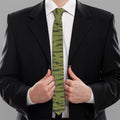 Green Tiger Stripe Camo Pattern Print Necktie
