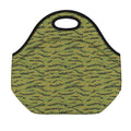 Green Tiger Stripe Camo Pattern Print Neoprene Lunch Bag