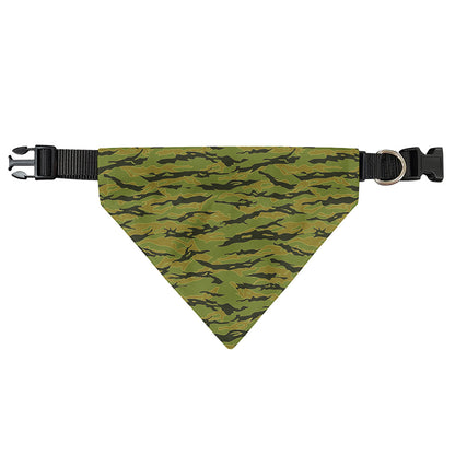 Green Tiger Stripe Camo Pattern Print Over The Collar Dog Bandana