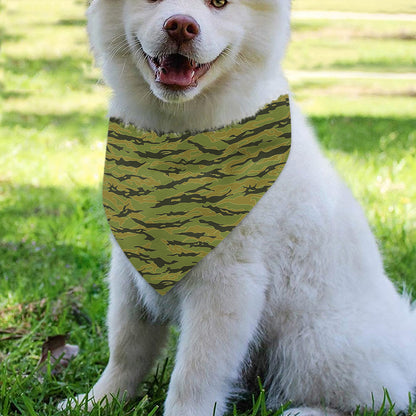 Green Tiger Stripe Camo Pattern Print Over The Collar Dog Bandana
