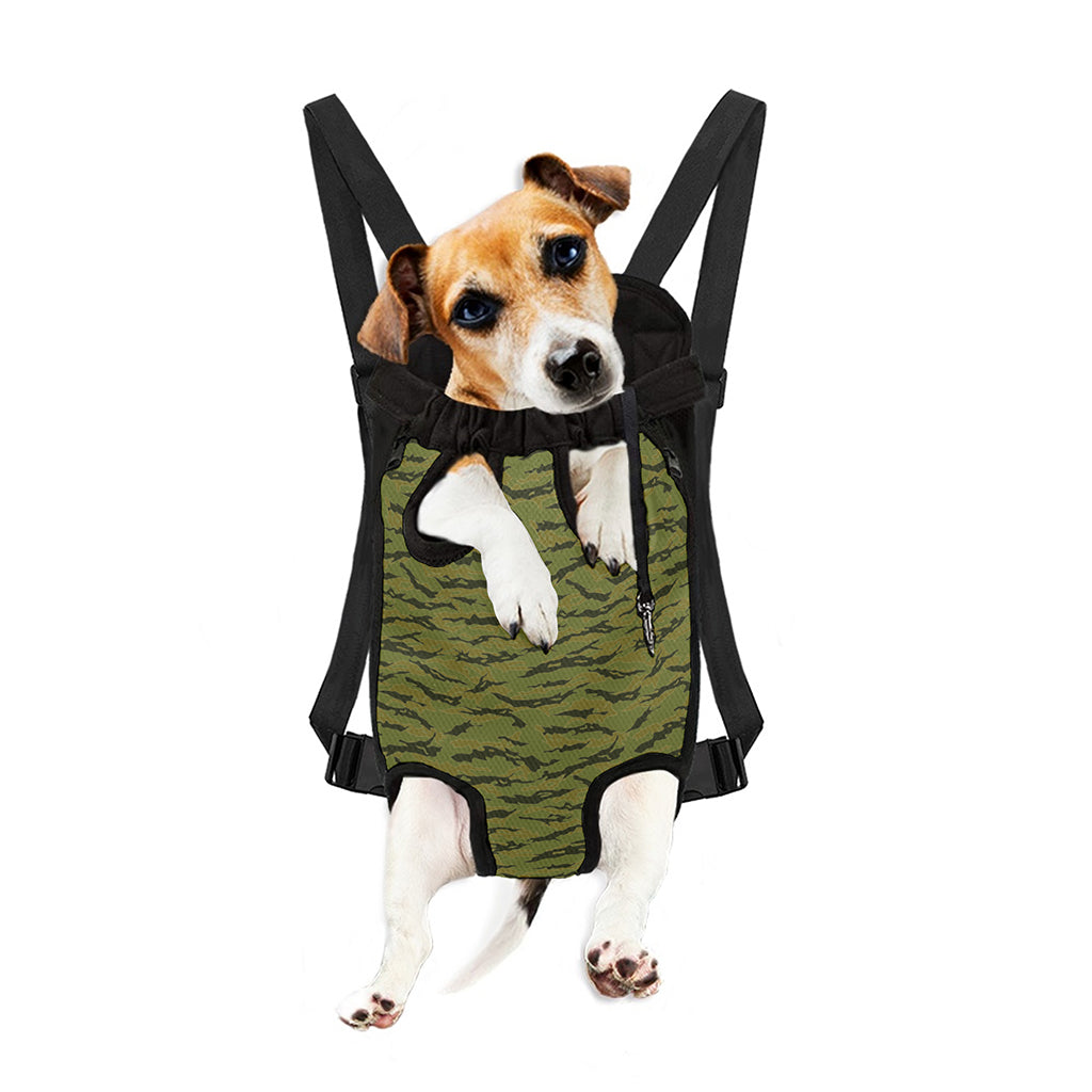 Green Tiger Stripe Camo Pattern Print Pet Carrier Backpack