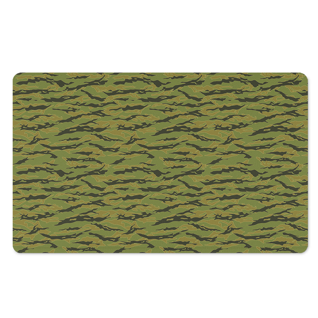 Green Tiger Stripe Camo Pattern Print Polyester Doormat
