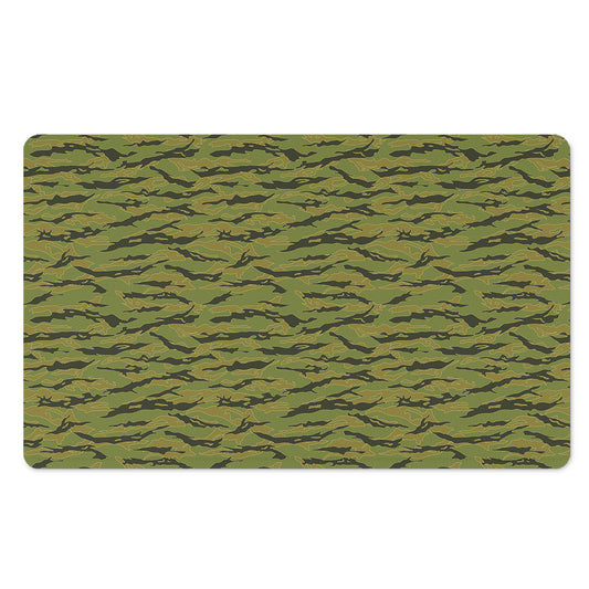Green Tiger Stripe Camo Pattern Print Polyester Doormat