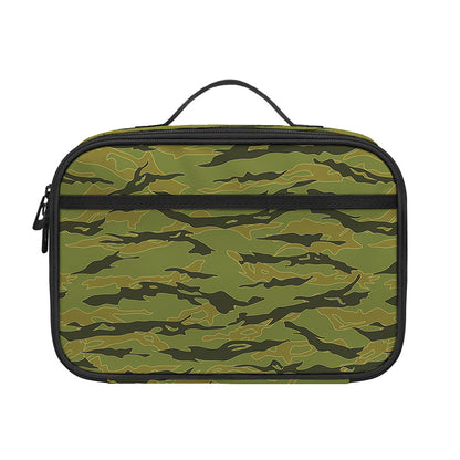 Green Tiger Stripe Camo Pattern Print Portable Lunch Bag