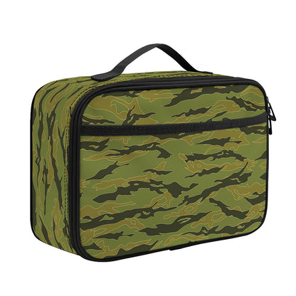 Green Tiger Stripe Camo Pattern Print Portable Lunch Bag