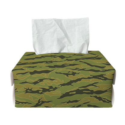 Green Tiger Stripe Camo Pattern Print Rectangle Tissue Box Cover