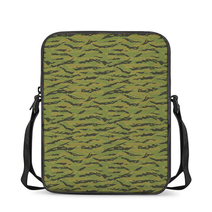 Green Tiger Stripe Camo Pattern Print Rectangular Crossbody Bag