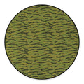 Green Tiger Stripe Camo Pattern Print Round Floor Mat