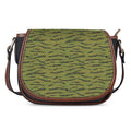 Green Tiger Stripe Camo Pattern Print Saddle Bag