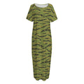 Green Tiger Stripe Camo Pattern Print Short Sleeve Long Nightdress