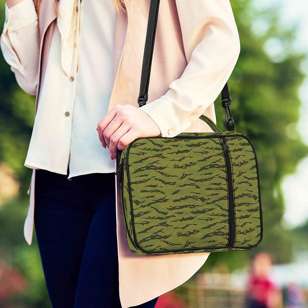 Green Tiger Stripe Camo Pattern Print Shoulder Strap Bible Bag