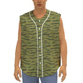 Green Tiger Stripe Camo Pattern Print Sleeveless Baseball Jersey