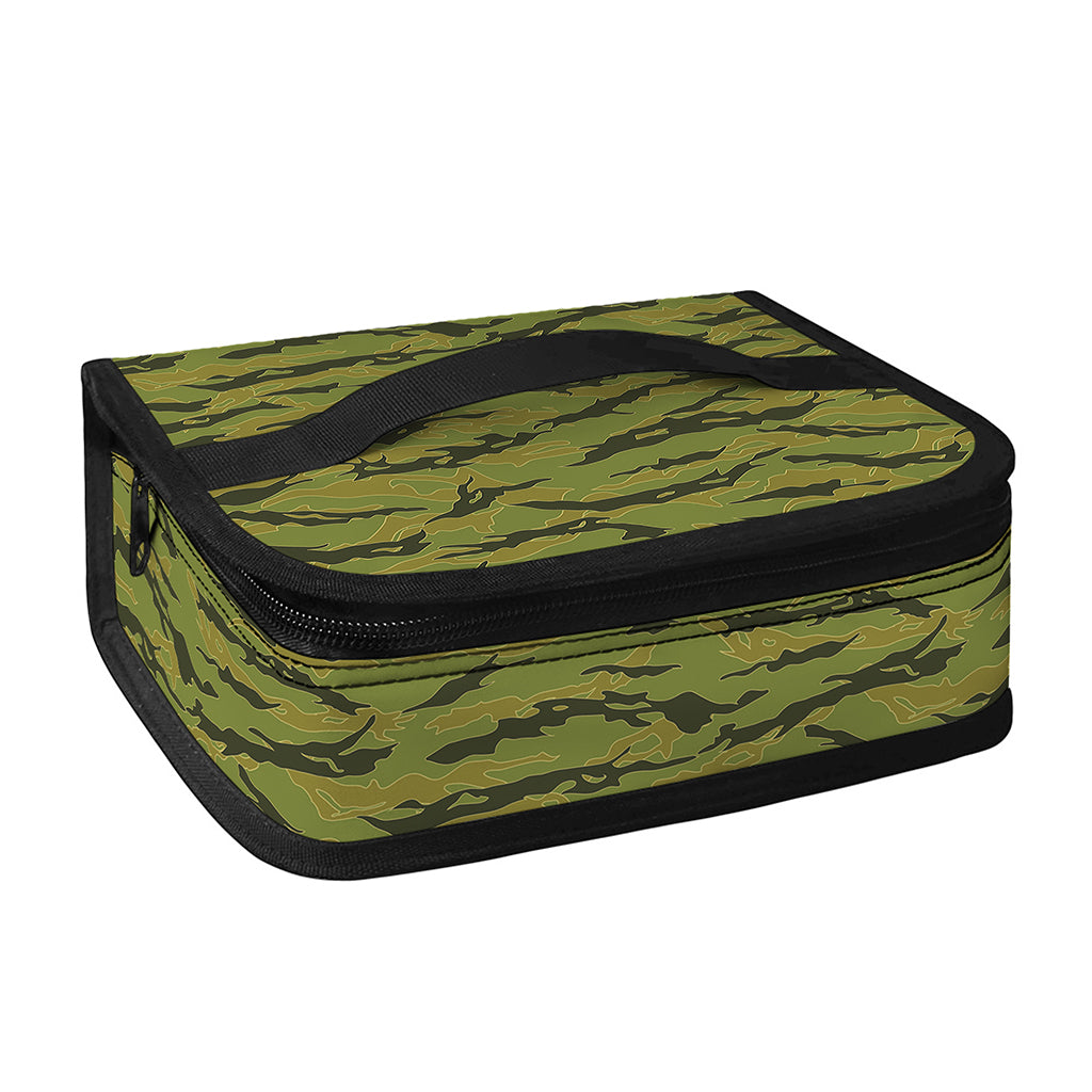 Green Tiger Stripe Camo Pattern Print Small Lunch Bag