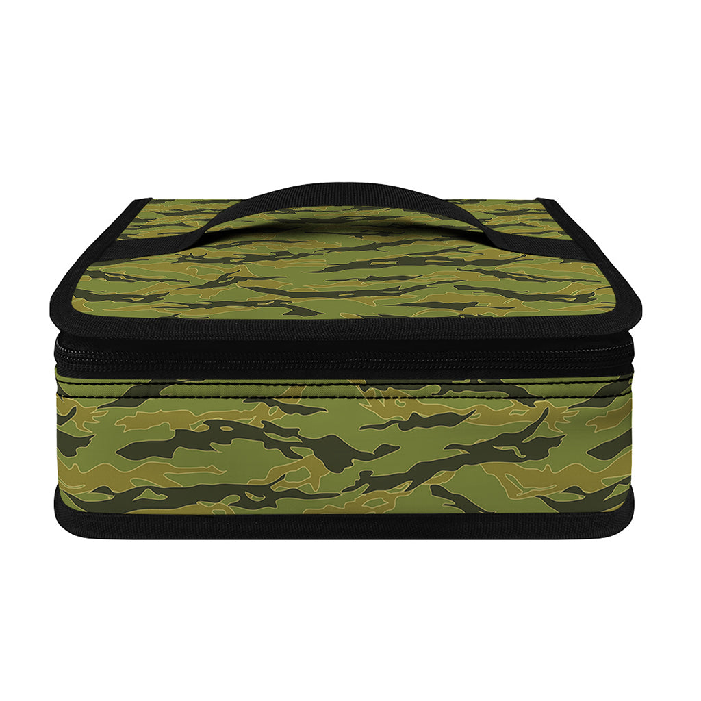 Green Tiger Stripe Camo Pattern Print Small Lunch Bag
