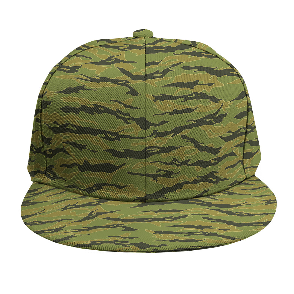 Green Tiger Stripe Camo Pattern Print Snapback Cap