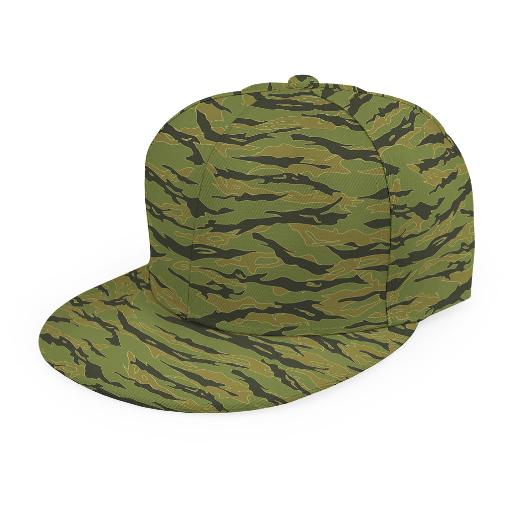 Green Tiger Stripe Camo Pattern Print Snapback Cap