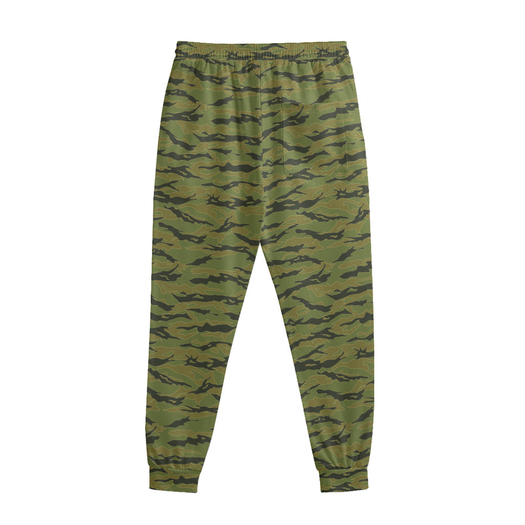 Green Tiger Stripe Camo Pattern Print Sweatpants