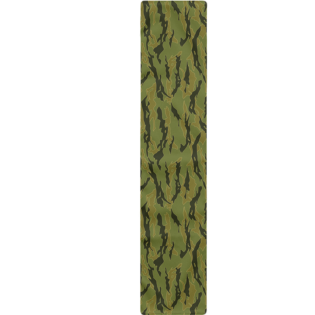 Green Tiger Stripe Camo Pattern Print Table Runner