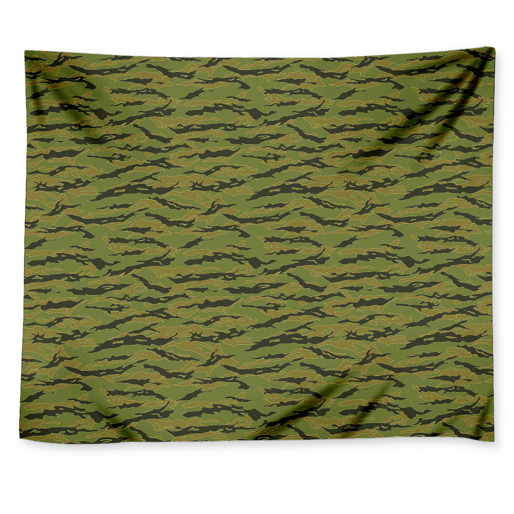 Green Tiger Stripe Camo Pattern Print Tapestry