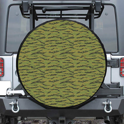 Green Tiger Stripe Camo Pattern Print Tire Cover