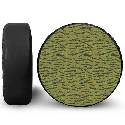 Green Tiger Stripe Camo Pattern Print Tire Cover