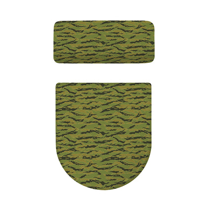 Green Tiger Stripe Camo Pattern Print Toilet Lid And Tank Cover Set