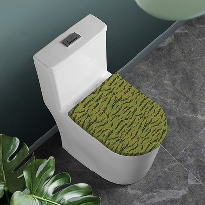Green Tiger Stripe Camo Pattern Print Toilet Lid Cover