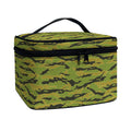 Green Tiger Stripe Camo Pattern Print Travel Makeup Bag