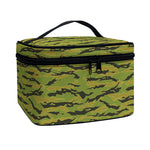 Green Tiger Stripe Camo Pattern Print Travel Makeup Bag