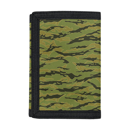 Green Tiger Stripe Camo Pattern Print Trifold Wallet