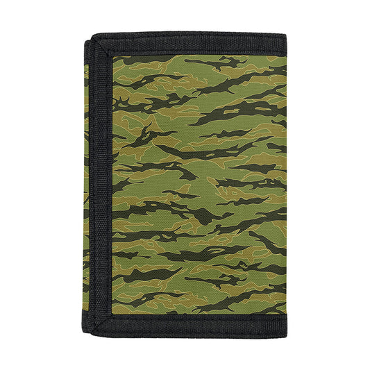 Green Tiger Stripe Camo Pattern Print Trifold Wallet