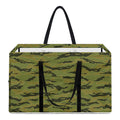 Green Tiger Stripe Camo Pattern Print Utility Tote Bag
