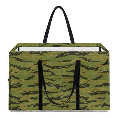 Green Tiger Stripe Camo Pattern Print Utility Tote Bag