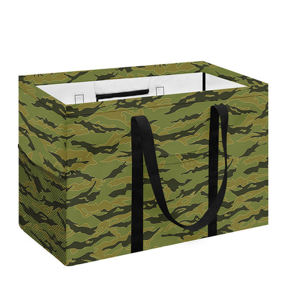 Green Tiger Stripe Camo Pattern Print Utility Tote Bag