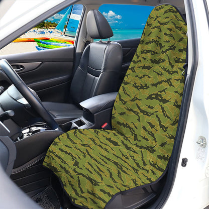 Green Tiger Stripe Camo Pattern Print Waterproof Car Seat Cover