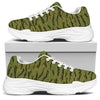 Green Tiger Stripe Camo Pattern Print White Chunky Shoes